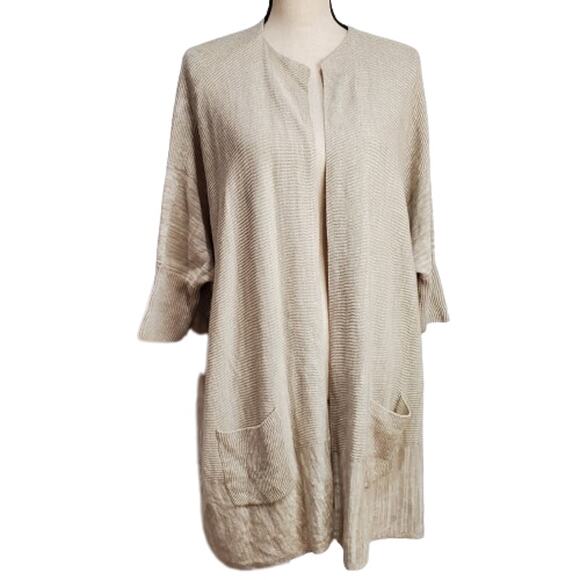 Marla Wynne Beige Cardigan Dolman Sleeve Sweater M/L - Picture 1 of 8